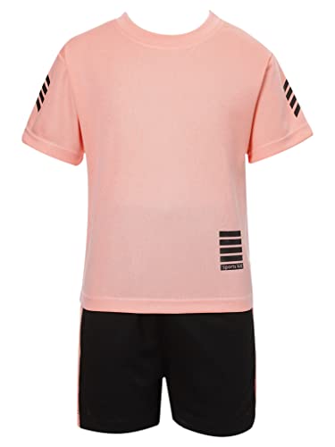 Aiihoo Kinder Jungen Trainingsanzug Sportanzug Set Kurzarm Sportshirt mit Sportshorts Mädchen Jogginganzug Sommer Sportkleidung Rosa J 134-140 von Aiihoo