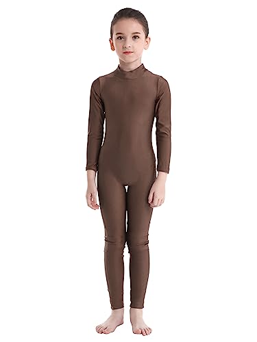 Aiihoo Mädchen Gymnastikanzug Langarm Turnanzug Ballett Tanz Trikot Gymnastikbody Turnbody Sportbody Tanzkleidung Tanzkostüm Z Braun 158-164 von Aiihoo