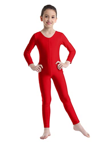 Aiihoo Mädchen Gymnastikanzug Langarm Turnanzug Ballett Tanz Trikot Gymnastikbody Turnbody Sportbody Tanzkleidung Tanzkostüm Rot 146-152 von Aiihoo