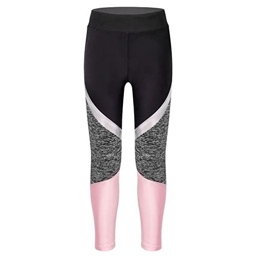 Aiihoo Mädchen Leggings Sportleggings Jogginghose Fitnesshose Lange Hose Tights für Gym Yoga Tanz Laufen Sportanzug Sportwear B Rosa 122-128 von Aiihoo