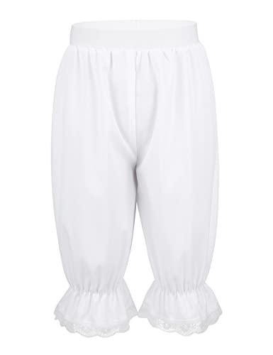 Aiihoo Mädchen Pumphose viktorianische Rüschen Shorts Pettipants Bloomers Kurz Hose Schlafanzughose Fasching Karneval Kostüm Weiß 110-116 von Aiihoo