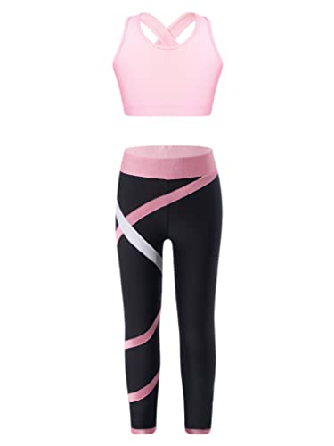 Aiihoo Mädchen Sport Kleidung Set Sport BH Oberteil mit Lange Leggings Trainingsanzug Fitness Yoga Jogging Workout Sportwear Gr.98-176 W Sakurarosa 146-152 von Aiihoo