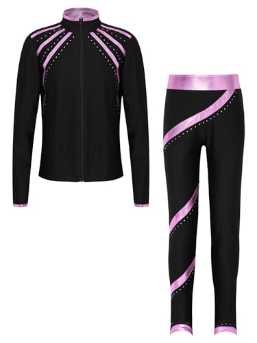 Aiihoo Mädchen Sportanzug Kinder Jogginganzug Sweatshirt +Sport Leggings/Shorts Sporthose Trainingsanzug Trikotanzug Yoga Fitness Workout Laufen Tanz Rs Rosa 146-152 von Aiihoo