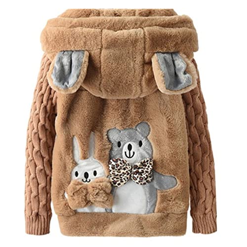 Aiihoo Unisex Baby Wintermantel Winterjacke mit Kapuzen Mädchen Wollmantel Kleinkinder Herbst Winter Mantel Verdicken Flanellmantel A Khaki 134-140 von Aiihoo