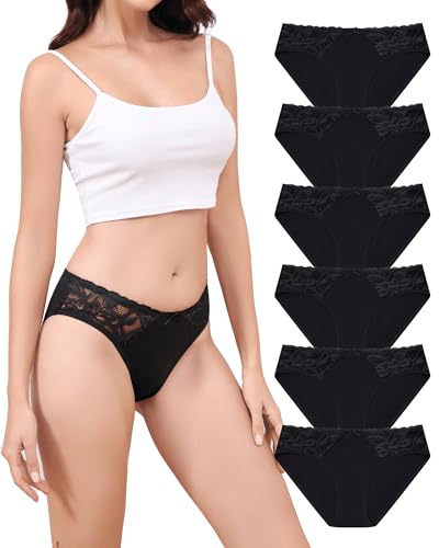 Aijolen Baumwolle Unterhosen Damen Slips mit Spitze Unterwäsche Frauen Bequeme Hipster Panties Brazilian Slip Atmungsaktiv Weiche Mehrpack S-XL von Aijolen