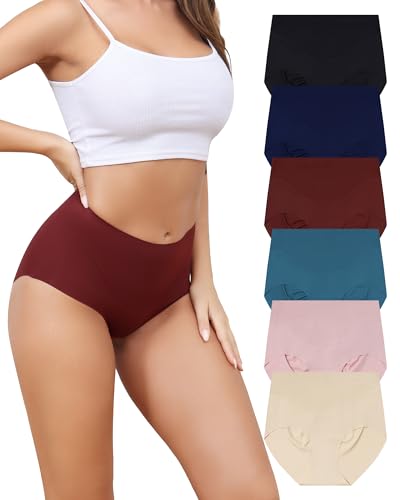 Aijolen Seamless Slips Damen Unterhosen Nahtlos Hohe Taille Taillenslip Nahtlose Unterwäsche Frauen Atmungsaktiv No Show Panties Underwear Women 6er Pack S-XXL von Aijolen