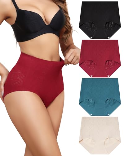 Aijolen Shapewear Damen Bauchweg Unterhose Nahtlose Unterwäsche Hohe Taille Seamless Slips Ohne Naht Miederslip Figurformende Taillenslip Tummy Control Shaping Panties 4er Pack S-XXL von Aijolen