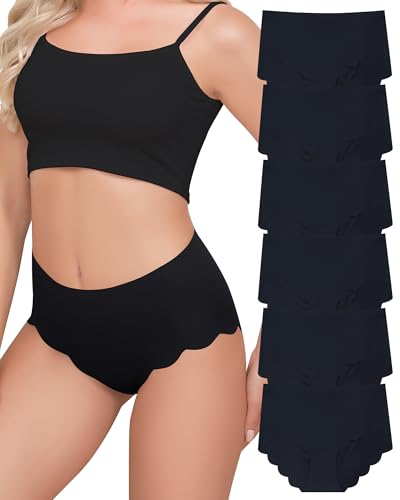 Aijolen Unterhosen Damen Nahtlos Hohe Taille Seamless Slips Damen Taillenslip Nahtlose Unterwäsche Frauen Bequeme Hipsters No Show Panties Underwear Women 6er Pack von Aijolen