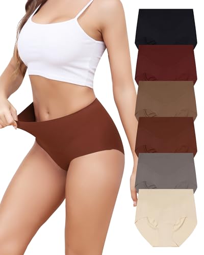 Aijolen Seamless Slips Damen Unterhosen Nahtlos Hohe Taille Taillenslip Nahtlose Unterwäsche Frauen Atmungsaktiv No Show Panties Underwear Women 6er Pack S-XXL von Aijolen