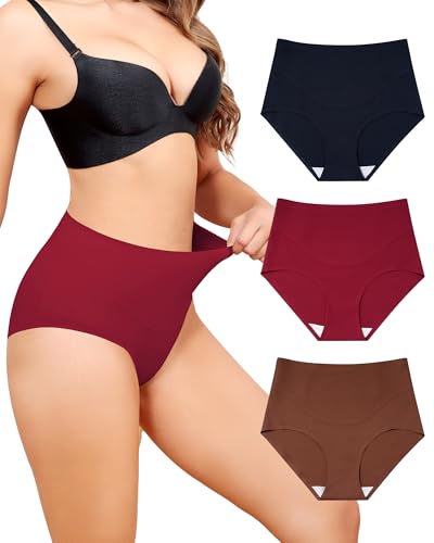 Aijolen Shapewear Damen Bauchweg Unterhose Hohe Taille Nahtlos Slips Figurformende Unterwäsche Frauen Miederhose Bauchkontrolle Taillenslip 3er Pack S-XXL von Aijolen