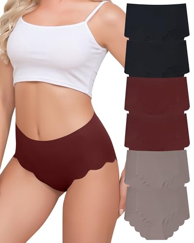 Aijolen Unterhosen Damen Nahtlos Hohe Taille Seamless Slips Damen Taillenslip Nahtlose Unterwäsche Frauen Bequeme Hipsters No Show Panties Underwear Women 6er Pack von Aijolen