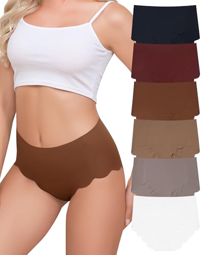 Aijolen Unterhosen Damen Nahtlos Hohe Taille Seamless Slips Damen Taillenslip Nahtlose Unterwäsche Frauen Bequeme Hipsters No Show Panties Underwear Women 6er Pack von Aijolen