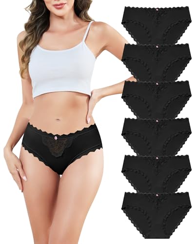 Aijolen Unterhosen Damen Slips Spitze Unterwäsche Frauen Bequem Hipster Panties Brazilian Slip Mehrpack S-XL von Aijolen