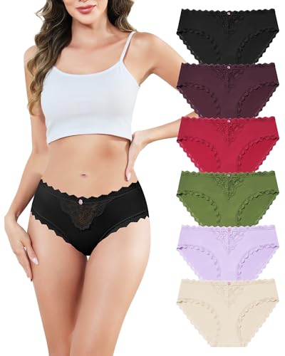Aijolen Unterhosen Damen Slips Spitze Unterwäsche Frauen Bequem Hipster Panties Brazilian Slip Mehrpack S-XL von Aijolen