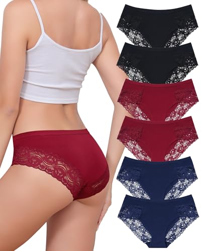 Aijolen Unterhosen Damen Spitze Baumwolle Slips Unterwäsche Frauen Bequeme Hipster Mittel Taille Panties Atmungsaktiv Weiche Mehrpack von Aijolen