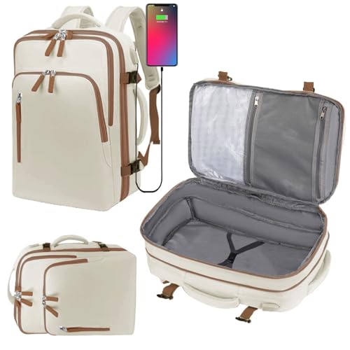 Aikelai 40L Groß Reiserucksack Damen,Erweiterbar Handgepäck Rucksack Flugzeug,15.6-Zoll Laptop Rucksack Wasserdicht,Business Rucksack,Backpacker Rucksack,Travel Backpack (schwarz) von Aikelai