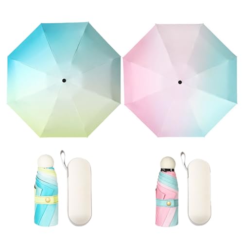 Aikelai Reise Regenschirm Klein mit Kapsel Fall, 8 Ribs Mini Regenschirm Sturmfest,Mini Taschenschirm Kinder,Kompakter Kleiner Regenschirm Damen,Mini Windproof Umbrella﻿ (Blau) von Aikelai
