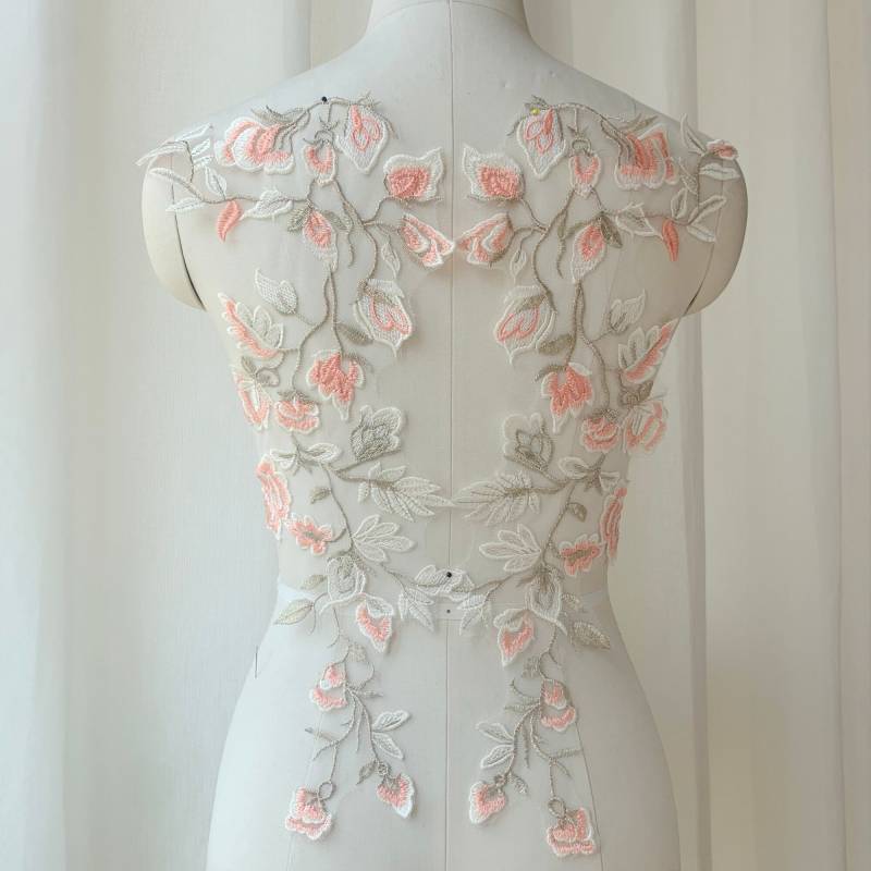 1 Paar Große Größe Orange Spitze Applikation, Braut Abend Farbe in Mit Gold von AilaMila