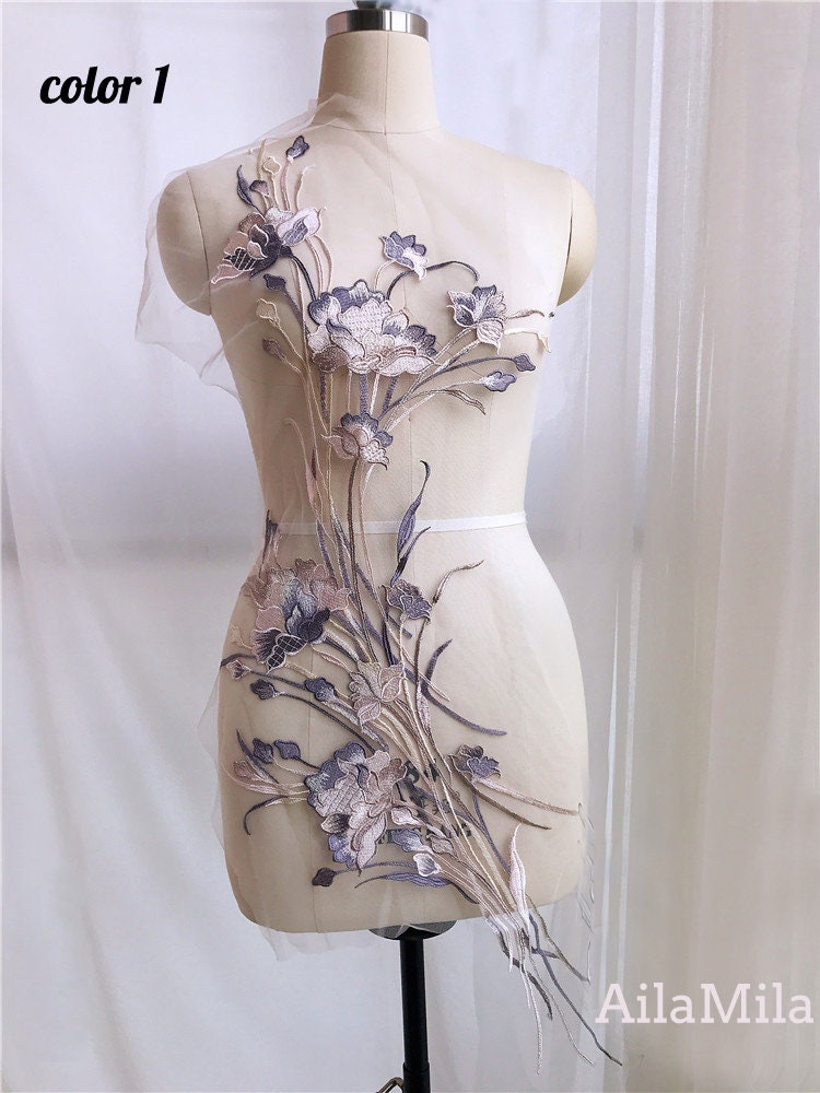 5 Farben Erhältlich Bunte Stickerei-Spitze-Applikation Verkaufen Von Set | Enthalten 2 Kleine Stück Und 1 Große Stück von AilaMila