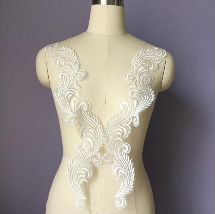 Elfenbein Hochzeitsspitze Applikation/Elfenbein Brautspitze Applikation/Rayon Spitzen Applikation/Top Qualität, Verkauft Per Spiegelpaar von AilaMila