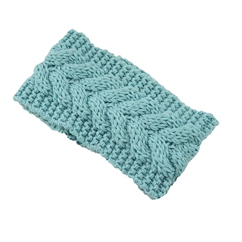 Ailan Damen Winter Stirnband, gehäkelt, elastisch, breit, warm, klobig, Damen Ohrenschützer, Gesichtsbedeckung, Haarschmuck für Frauen, Dunkle Minze von Ailan