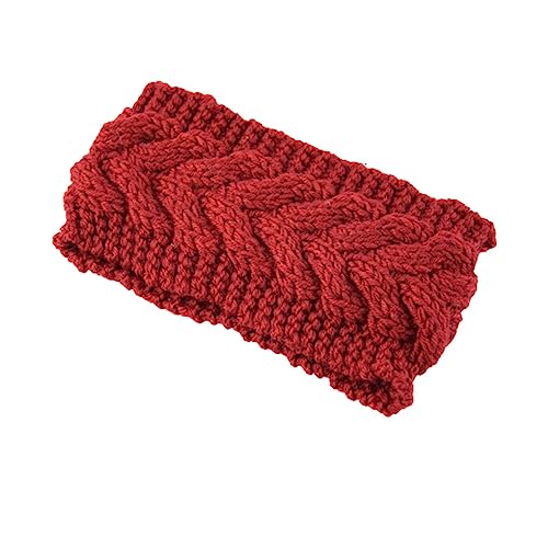 Ailan Damen Winter Stirnband, gehäkelt, elastisch, breit, warm, klobig, Damen Ohrenschützer, Gesichtsbedeckung, Haarschmuck für Frauen, Rotwein von Ailan