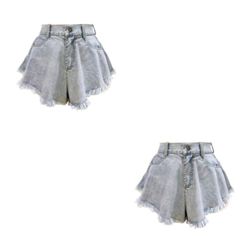 Ailan Denim Shorts Sommer Jeans Lose Hosen Feine Verarbeitung Verschleißfestigkeit Süßes Geschenk Waschbar Lady Outfit Modekleidung, L von Ailan