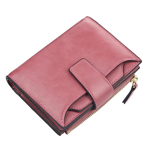 Ailan Frauen Geldbörsen PU Short Coin Phone Bag Multi Card Pocket Purse Zipper Closure Large Capacity Führerschein Kartenhalter, Karminrot von Ailan