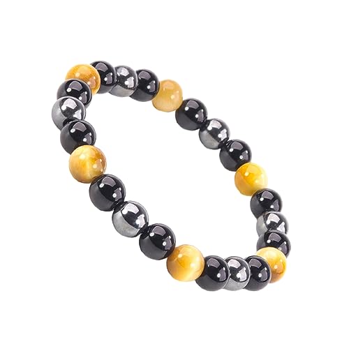 Ailan Heilkristall Armband – exquisiter Schmuck zum Anpassen und Stein, natürliches Edelstein Perlenarmband, Armband für Damen und Herren, 6MM Tigerauge+schwarz von Ailan