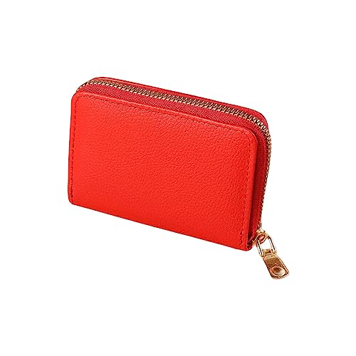 Ailan Lady Fashion Wallet mit Reißverschluss Multi Slots Large Capacity Wallets Leather Change Cash Purse Gifts Credit Bus Card Holder, Rot von Ailan