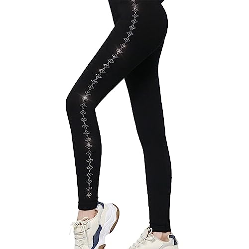 Ailan Winter Strass Leggings Frauen reizvolle glänzende Beute Kristallhosen beiläufige Outwear Fleece Futter elastische warme Strumpfhose, Stern von Ailan