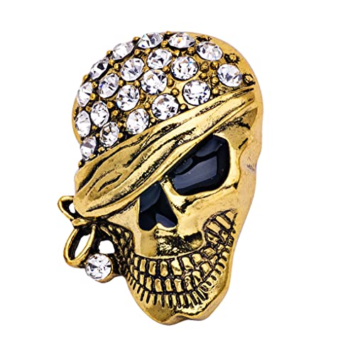 Broschen für Frauen Gold Silber Glitter mit Strasssteinen Halloween Moderne Schmuck Masculino Pirat-gehobene Kleidung, antikes Gold von Ailan