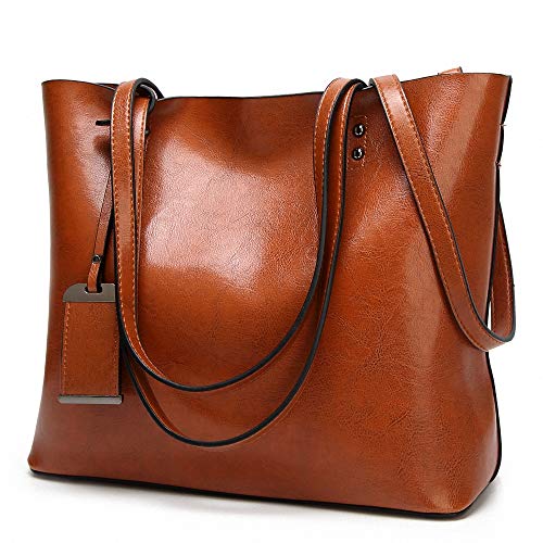 Womens Soft Leder Handtaschen grosser Kapazität Retro Vintage Top-Griff lässige Shopper Umhängetaschen von Aileese