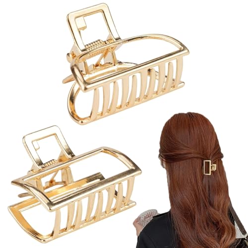 Aililong Haarklammer Gold - 2er Set Haarspangen Damen Klein mit Französischem Design aus Langlebigem Metall - Claude Haarklammer für Dickes und Dünnes Haar. von Aililong