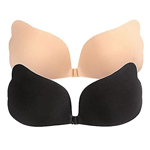 Ailovone 2 Stück Klebe BH TrägerlosPush Up BH Ohne Träger silikon BH selbstklebend BH für rückenfrei Wiederverwendbare Bequem Rückenfrei BH Für Brautkleid, Badeanzug, Abendkleid von Ailovone