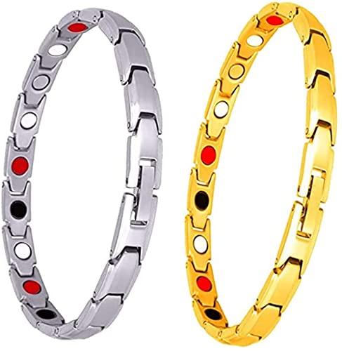 Ailovone 2 Stücke Damen Gesundheit Magnetarmband Magnetic Lymph Detox Bracelet Magnetisches Schlankheitsarmband Energie Armband Arthritis Pain Relief and Carpal Tunnel Verschluss Armband (b6) von Ailovone