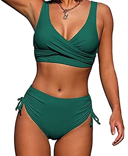 Ailovone Bikini Damen Sports Swimsuit Badeanzug Sexy Push Up Bikinioberteil Bikini Set Farbblock Spaghettiträger High Waist Bauchweg Bademode Sommerferien Badeanzug Strandmode von Ailovone