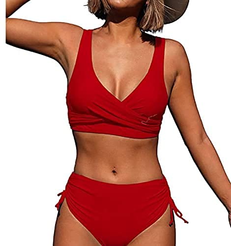 Ailovone Bikini Damen Sports Swimsuit Badeanzug Sexy Push Up Bikinioberteil Bikini Set Farbblock Spaghettiträger High Waist Bauchweg Bademode Sommerferien Badeanzug Strandmode von Ailovone