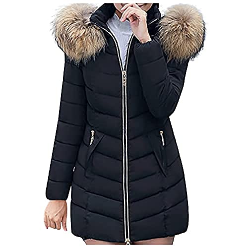 Ailovone Damen Daunenjacke Winterjacke Vintage Steppjacke Damen Elegant Warm Wintermantel Fellkapuze Lässig Dicker Jacke Mantel Daunenmantel Outdoor Winter Steppmantel für Frauen von Ailovone