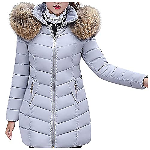 Ailovone Damen Daunenjacke Winterjacke Vintage Steppjacke Damen Elegant Warm Wintermantel Fellkapuze Lässig Dicker Jacke Mantel Daunenmantel Outdoor Winter Steppmantel für Frauen von Ailovone