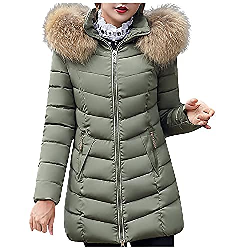 Ailovone Damen Daunenjacke Winterjacke Vintage Steppjacke Damen Elegant Warm Wintermantel Fellkapuze Lässig Dicker Jacke Mantel Daunenmantel Outdoor Winter Steppmantel für Frauen von Ailovone