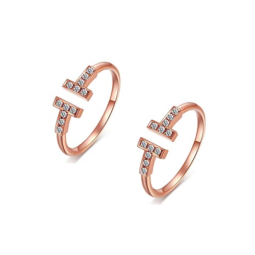 Ailovone Damen Ring Damen Fingerringe Damenring Verstellbarer Öffnungsring Stein Ring mit Zirkonia Kristallen Schmuck Mädchen Frauen Klassische Geschenk für Damen Frauen Mädchen Freundin (Roségold) von Ailovone