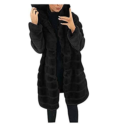 Ailovone Damen Wintermantel Lang Warm Fleecejacke Langarm Einfarbig Jackenmantel Kapuzenmantel Winter Warm Dicker Outwear Mantel Jacke Übergroße Lässig Winterjacke Herbstjacke von Ailovone