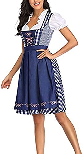 Ailovone Dirndl Damen Trachtenkleid Kleid Trachtenmode Trachtenrock Halloween Damen Dirndl Kleid Dirndlbluse Dirndlschürze Frauen Oktoberfest Kostüm Cosplay Maid Outfit von Ailovone