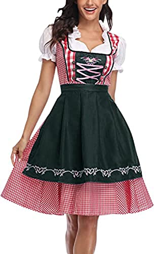 Ailovone Dirndl Damen midi Dirndl für Damen Trachtenkleid Trachtenmode Trachtenrock Kleid Dirndlbluse Dirndl Kleid Uniform Set für Oktoberfest Besondere Anlässe Kleidung von Ailovone