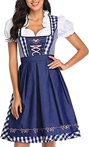 Ailovone Dirndl Damen midi Dirndl für Damen Trachtenkleid Trachtenmode Trachtenrock Kleid Dirndlbluse Dirndl Kleid Uniform Set für Oktoberfest Besondere Anlässe Kleidung von Ailovone