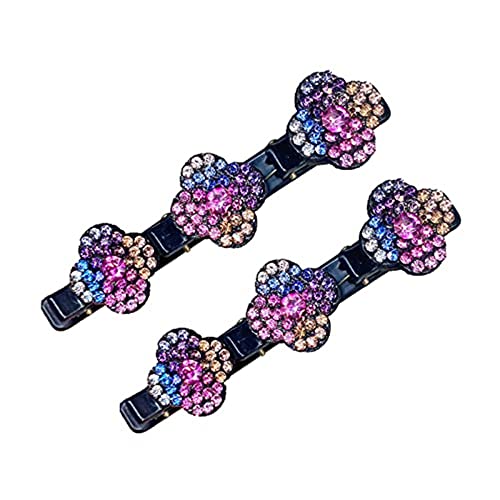 Ailovone Geflochtene Haarspange Haarspange mit Kristallblume Entenschnabel Clip Elegante Haarspangen Strass Haarspange Vintage Haarschmuck für Frauen und Geschenk (Q2-2PCS) von Ailovone