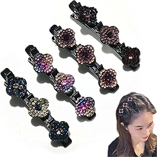 Ailovone Haarspange mit Kristallblume Strass Haarspange Vintage Entenschnabel-Clip Geflochtene Haarspange Elegante Haarspangen Schmetterling Haarspangen Haarschmuck für Frauen (Z1-4PCS) von Ailovone