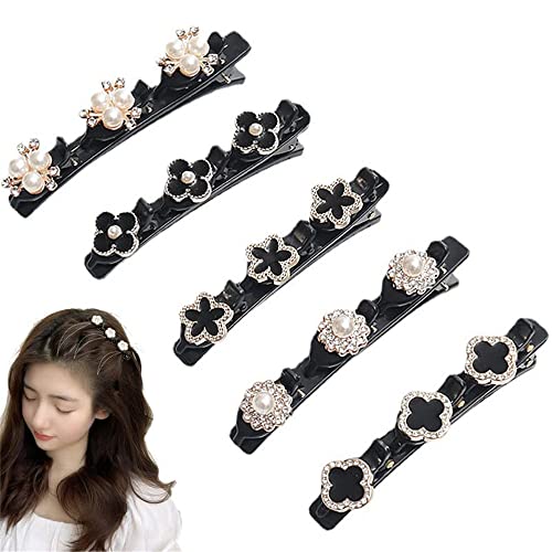 Ailovone Haarspange mit Kristallblume Strass Haarspange Vintage Entenschnabel-Clip Geflochtene Haarspange Elegante Haarspangen Schmetterling Haarspangen Haarschmuck für Frauen (Z5-5PCS) von Ailovone