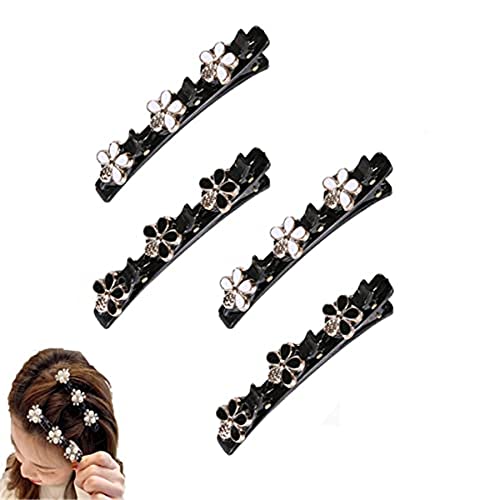 Ailovone Haarspange mit Kristallblume Strass Haarspange Vintage Entenschnabel-Clip Geflochtene Haarspange Elegante Haarspangen Schmetterling Haarspangen Haarschmuck für Frauen (Z8-4pcs) von Ailovone